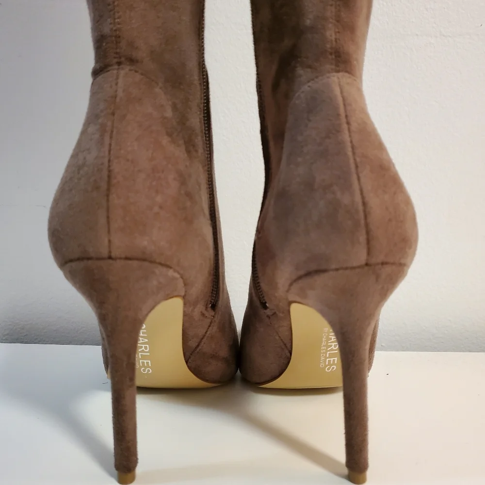 Charles David Brown Suede Over-the-Knee Stiletto Boots